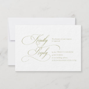 Olivegrön bröllops-RSVP-kort med monogram "H" OSA Kort
