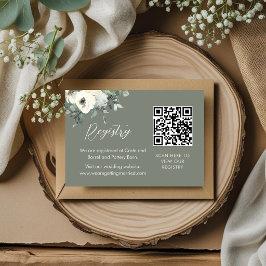 Olivegrön chic blommig QR-kod bröllopspresentlista Tilläggskort