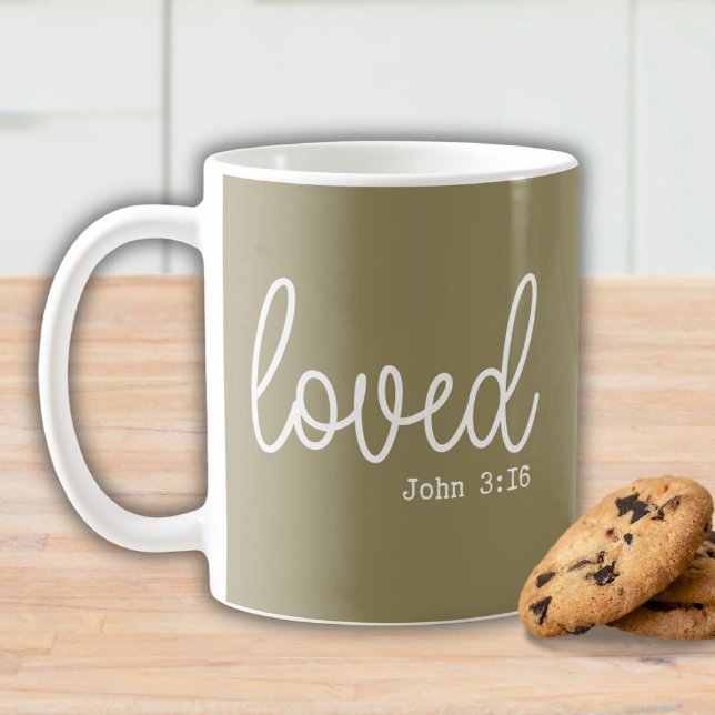 Olivegrön kärlek Tro Citat minimalistisk Kaffemugg (Skapare uppladdad)