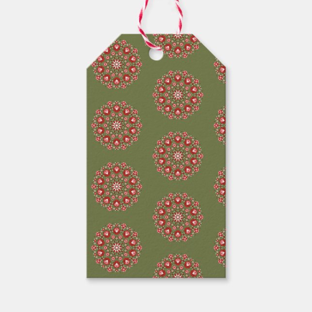 Olivegrön rosemålning  presentetikett (Framsidan)
