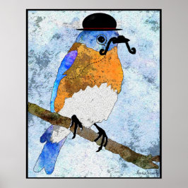 Oliver Bluebird med mustasch, bowlareare Poster