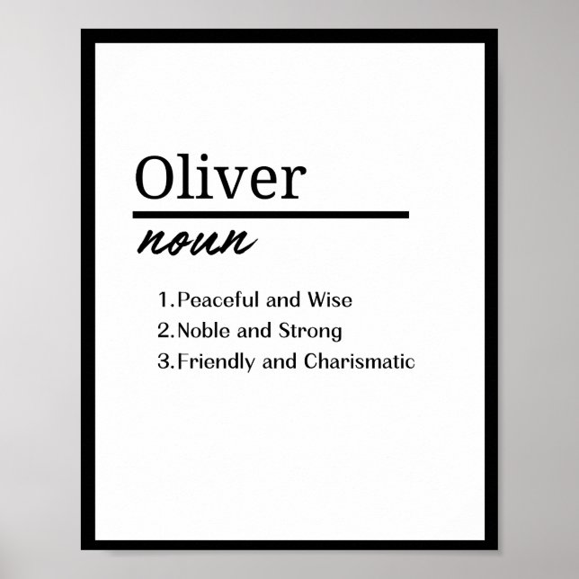 Oliver, Boy Personlig Namn Definition Poster (Framsidan)