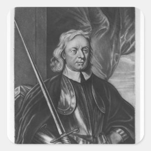 Oliver Cromwell illustration Fyrkantigt Klistermärke