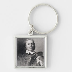 Oliver Cromwell Lord Beskyddande av England Fyrkantig Silverfärgad Nyckelring