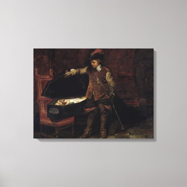 Oliver Cromwell Öppnar Charles Coffin Canvastryck (Framsida)