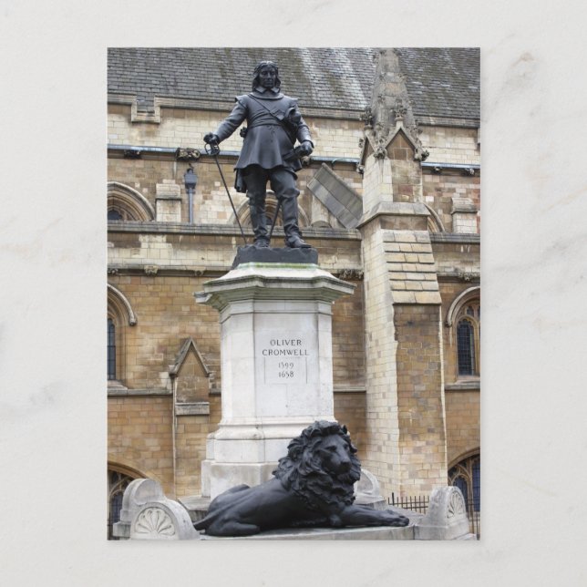 Oliver Cromwell Statue - London - Postcard Vykort (Framsida)