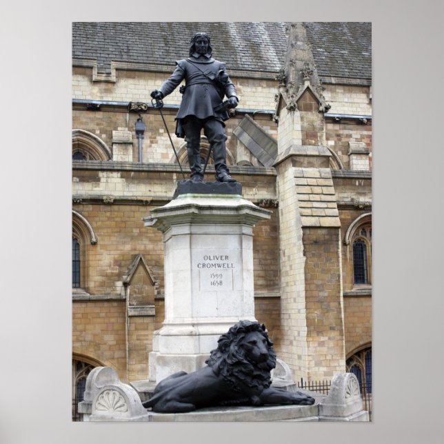 Oliver Cromwell Statue - Parlamentet - Westminster Poster (Framsidan)