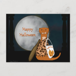 Oliver den Otter som sitter i hans Halloween Costu Vykort