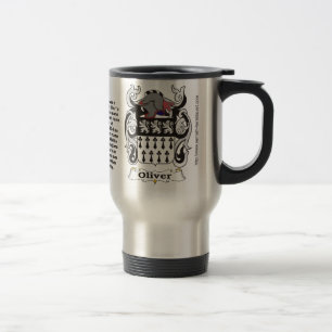 Oliver familjvapensköld på en travel mug resemugg