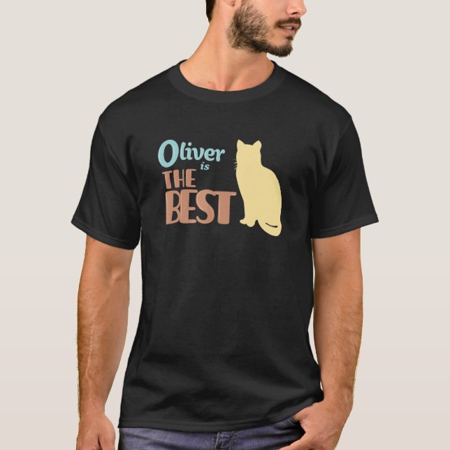 Oliver Katt Namn Oliver Kitty Present T Shirt (Framsida)