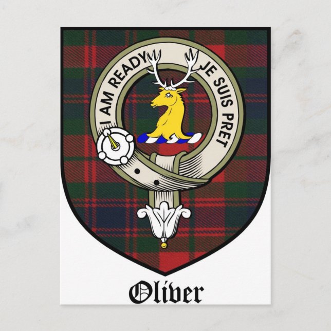 Oliver Klan Vapensköld Badge Tartan Vykort (Framsida)