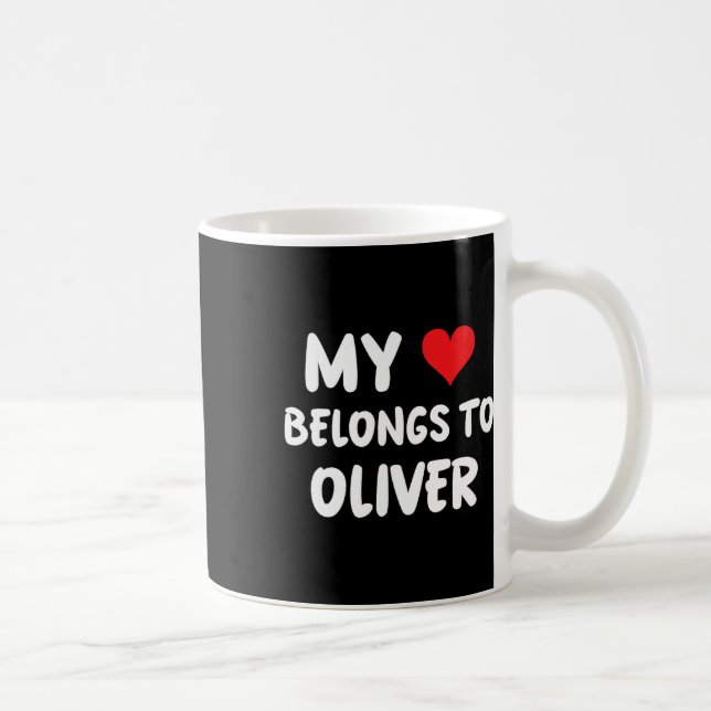 Oliver - Mitt hjärta tillhör Oliver - Kärlek  Kaffemugg (Höger)
