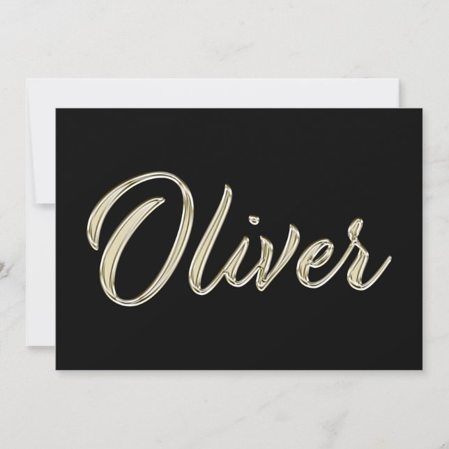 Oliver Name white gold Handwriting Karte Kort (Framsida)