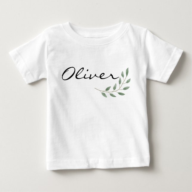 Oliver Namn Reveal Romper Newborn Nature Löv Baby T Shirt (Framsida)