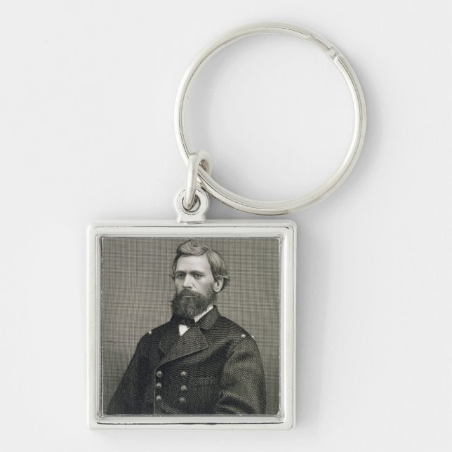 Oliver Otis Howard (1830-1909) som inristas av Fyrkantig Silverfärgad Nyckelring (Framsidan)