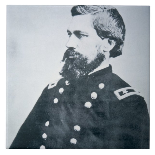 Oliver Otis Howard (b-/wfotoet) Kakelplatta (Framsidan)