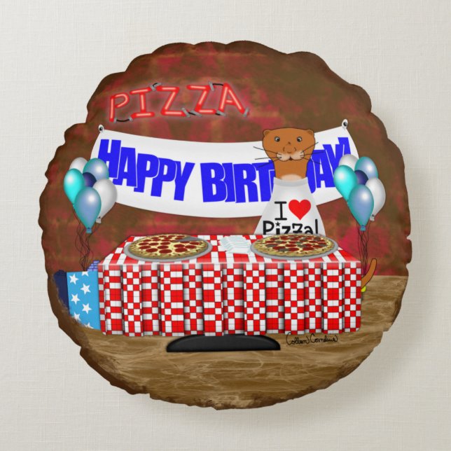 Oliver Otter är 6 år gammal! Grattis på födelsedag Rund Kudde (Framsidan)