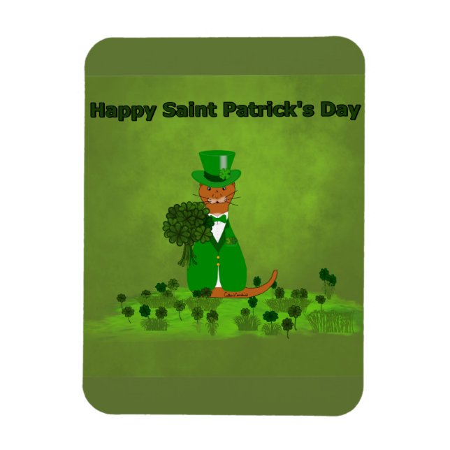 Oliver Otter Picking Shamrocks Magnet (Vertikal)