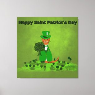 Oliver Otter Picking Shamrocks-Saint patrick Canvastryck