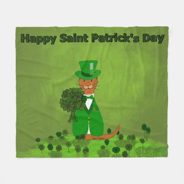 Oliver Otter Picking Shamrocks-Saint patrick Fleecefilt (Framsidan (Horisontell))