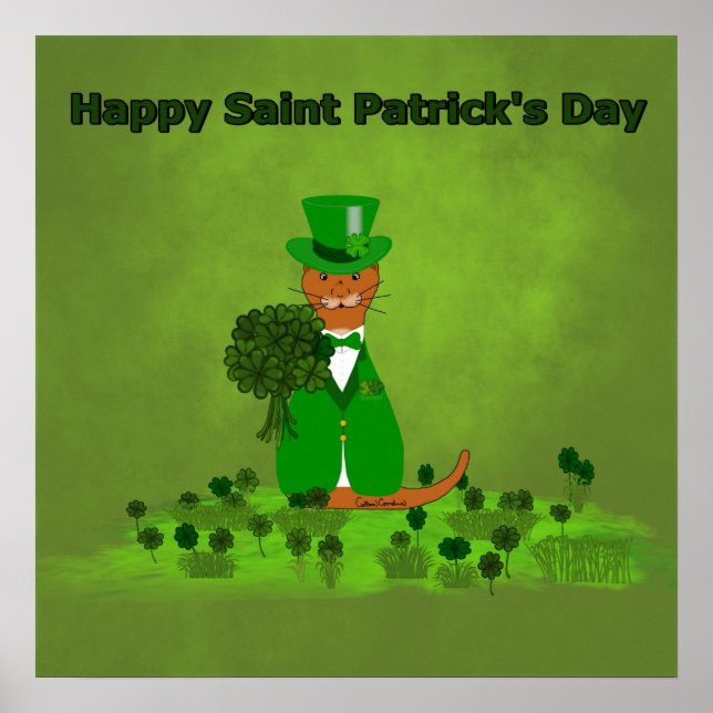 Oliver Otter Picking Shamrocks-Saint patrick Poster (Framsidan)