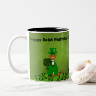 Oliver Otter Picking Shamrocks- Saint patrick Två-Tonad Mugg
