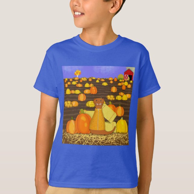 Oliver Otter Plockor a Pumpkin T Shirt (Framsida)