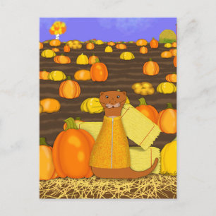 Oliver Otter Plockor a Pumpkin Vykort