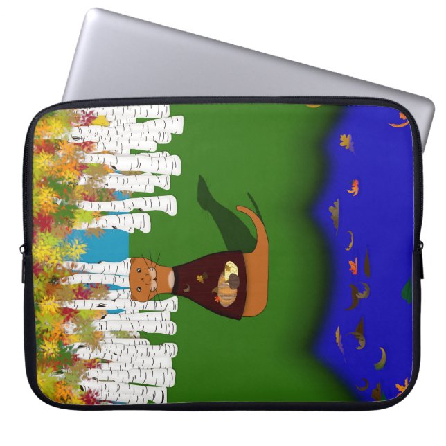 Oliver Otter River Varg Sjö Autumn Polyester Laptop Fodral (Framsidan)