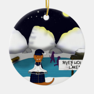 Oliver Otter Skates at River Ceramic Ornament