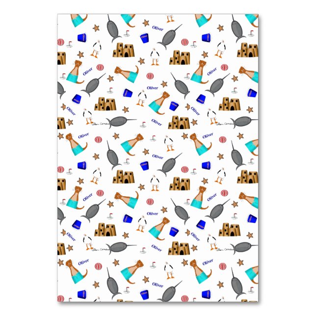 Oliver Otter Summer Beach Vacation Mönster Bordsnummer (Framsidan)