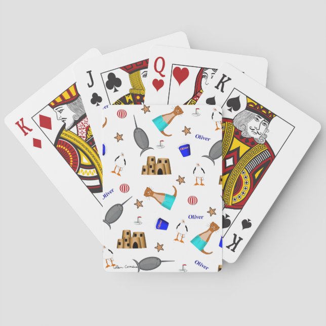 Oliver Otter Summer Beach Vacation Mönster Casinokort (Baksidan)