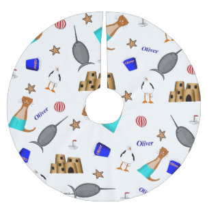 Oliver Otter Summer Beach Vacation Mönster Julgransmatta Borstad Polyester