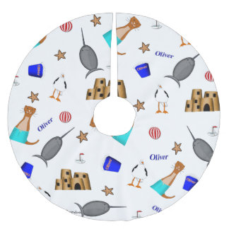 Oliver Otter Summer Beach Vacation Mönster Julgransmatta Borstad Polyester