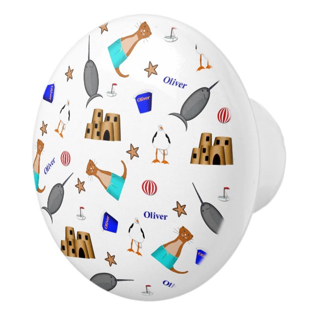 Oliver Otter Summer Beach Vacation Mönster Knopp (Höger)