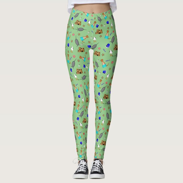 Oliver Otter Summer Beach Vacation Mönster Leggings (Framsida)