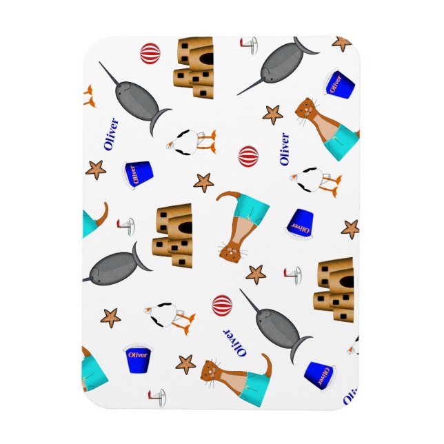 Oliver Otter Summer Beach Vacation Mönster Magnet (Vertikal)
