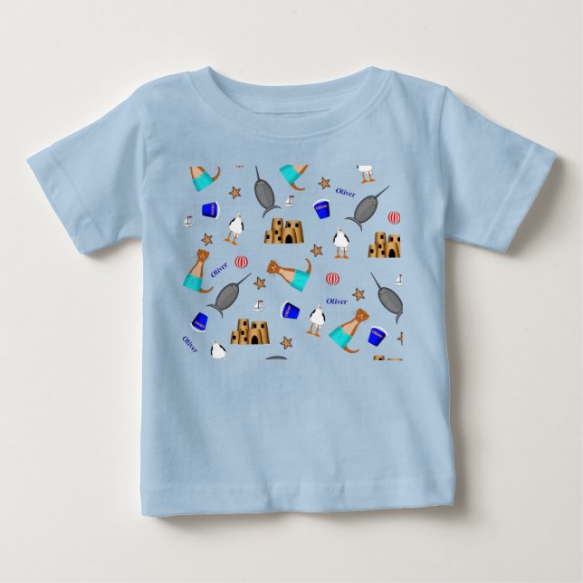 Oliver Otter Summer Beach Vacation Mönster T Shirt (Framsida)