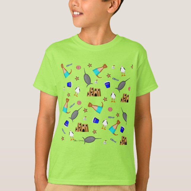 Oliver Otter Summer Beach Vacation Mönster T Shirt (Framsida)
