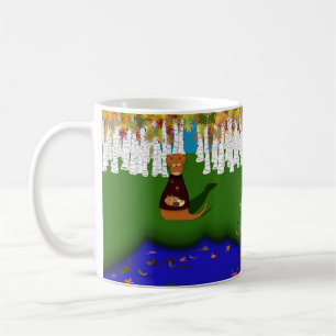 Oliver Otter vid floden Varg Sjö under hösten Kaffemugg