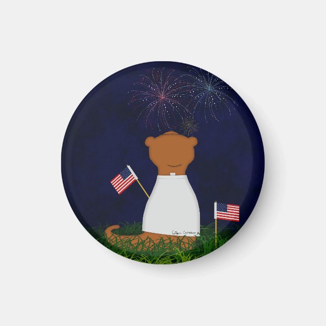 Oliver Otter Watching Fireworks Magnet (Framsidan)