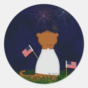 Oliver Otter Watching Fireworks Runt Klistermärke
