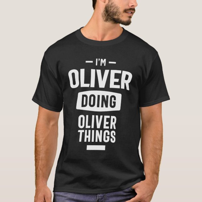 Oliver Personlig Namn Birthday Gift T Shirt (Framsida)