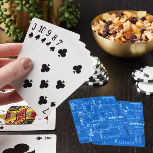 Oliver personlig namn skuggor av blått casinokort