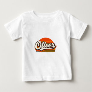 Oliver Retro Solnedgång Personlig Namndesign T Shirt