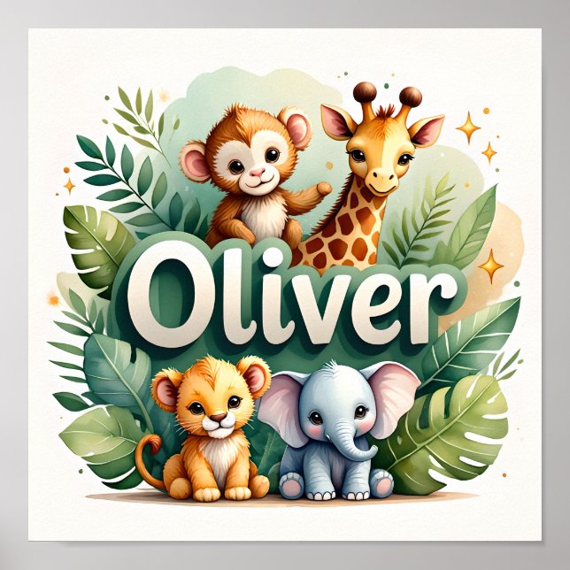Oliver Safari Nursery Wall Art Poster (Framsidan)
