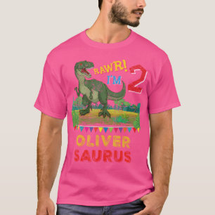 Oliver Saurus Rawr I'M 2 Dinosaur T-Rex Personaliz T Shirt