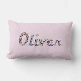 Oliver Script Typography i Vibrant Stones Lumbarkudde