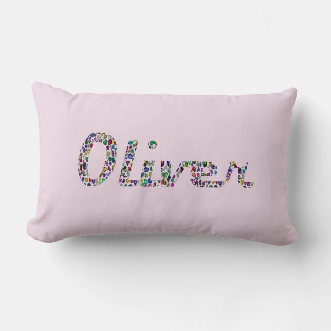 Oliver Script Typography i Vibrant Stones Lumbarkudde (Framsida)