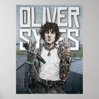 Oliver Sykes Illustration – Rockstjärna Porträtt K Poster